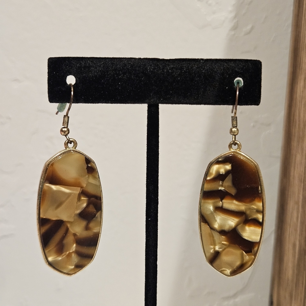 Elegant Gold and Brown Dangle Earrings Women's Jewelry